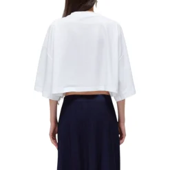 T-shirt donna in jersey con patch cristalli