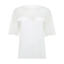 T-shirt donna in jersey con pizzo