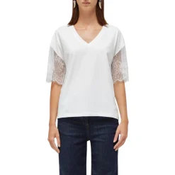 T-shirt donna in jersey con pizzo
