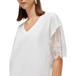 T-shirt donna in jersey con pizzo