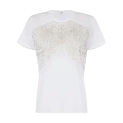 T-shirt donna in jersey con cristalli ricamati