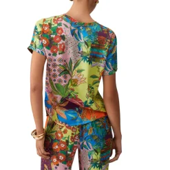 T-shirt donna in raso stampato