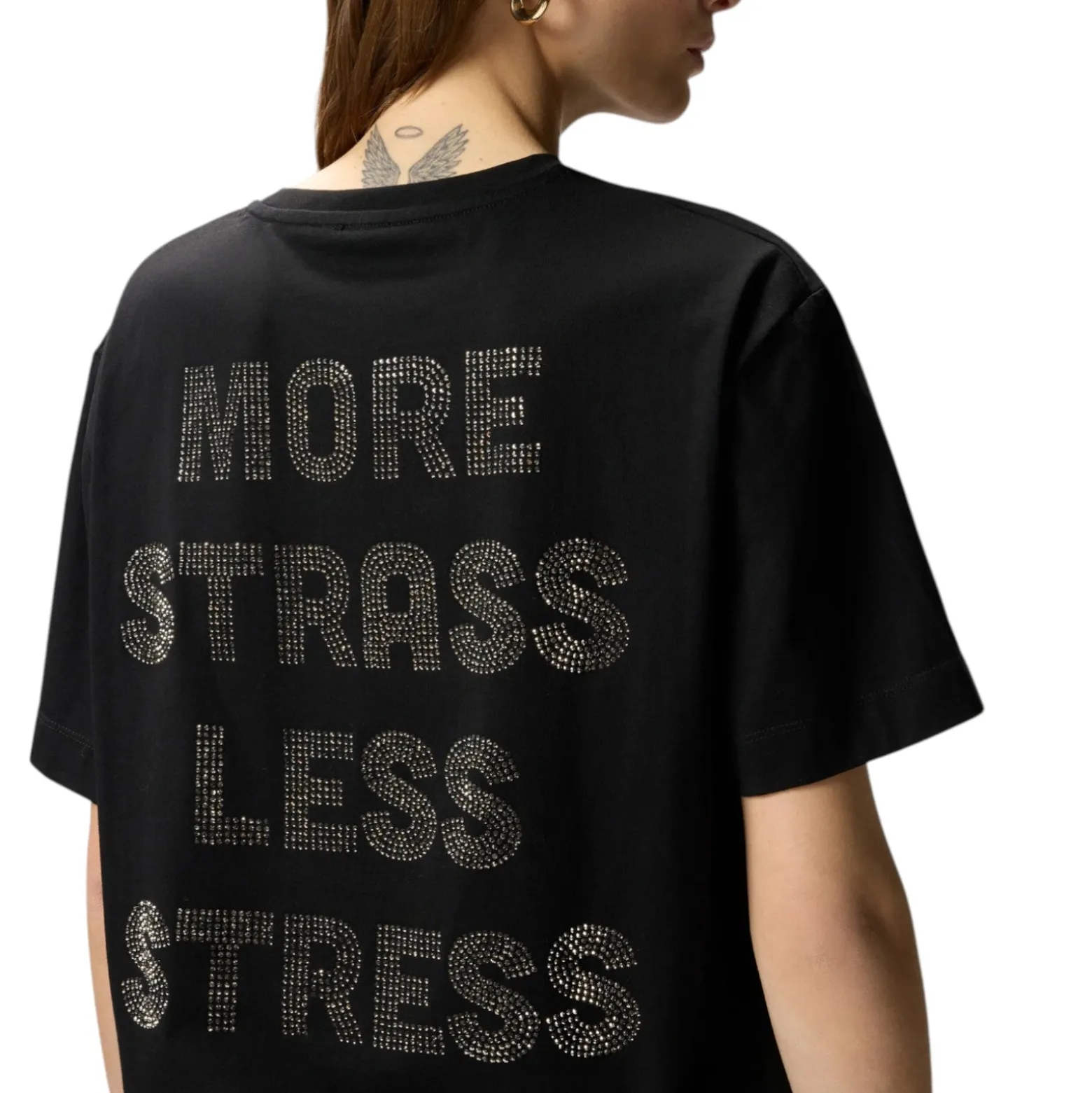 T-shirt donna More Strass Less Stress