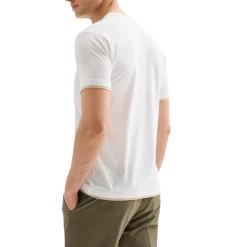 T-shirt Uomo Profili a Contrasto Bianca QB24