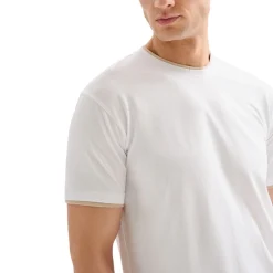 T-shirt Uomo Profili a Contrasto Bianca QB24