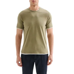 T-shirt Uomo Profili a Contrasto Verde Salvia QB24