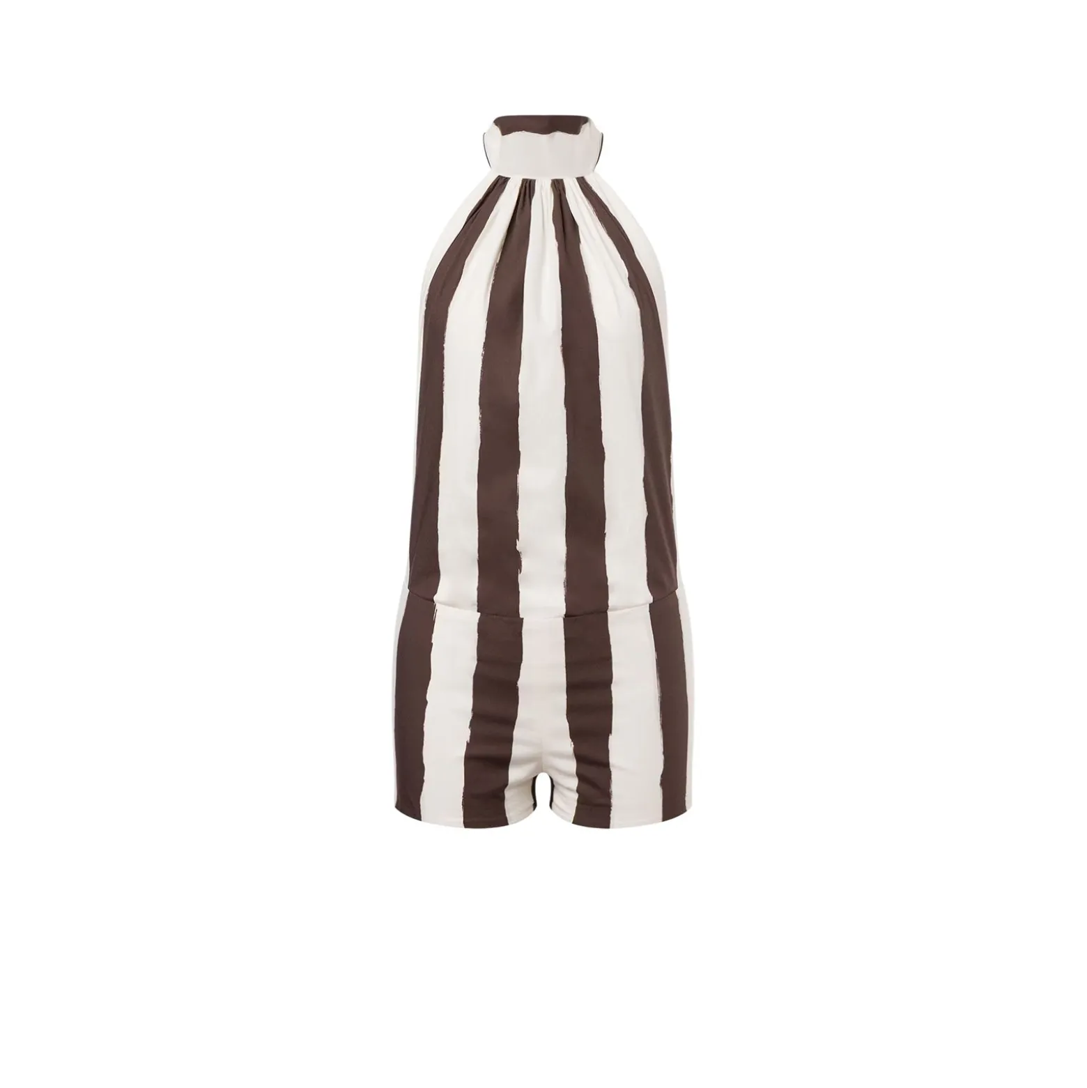 Tuta donna corta a righe in cotone stretch