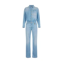 Tuta donna in denim con dettaglio lettering
