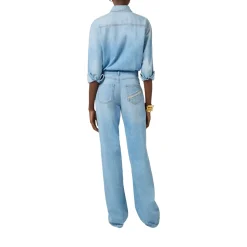 Tuta donna in denim con dettaglio lettering