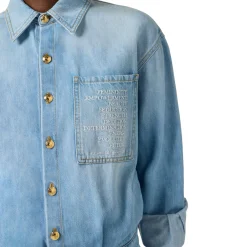 Tuta donna in denim con dettaglio lettering
