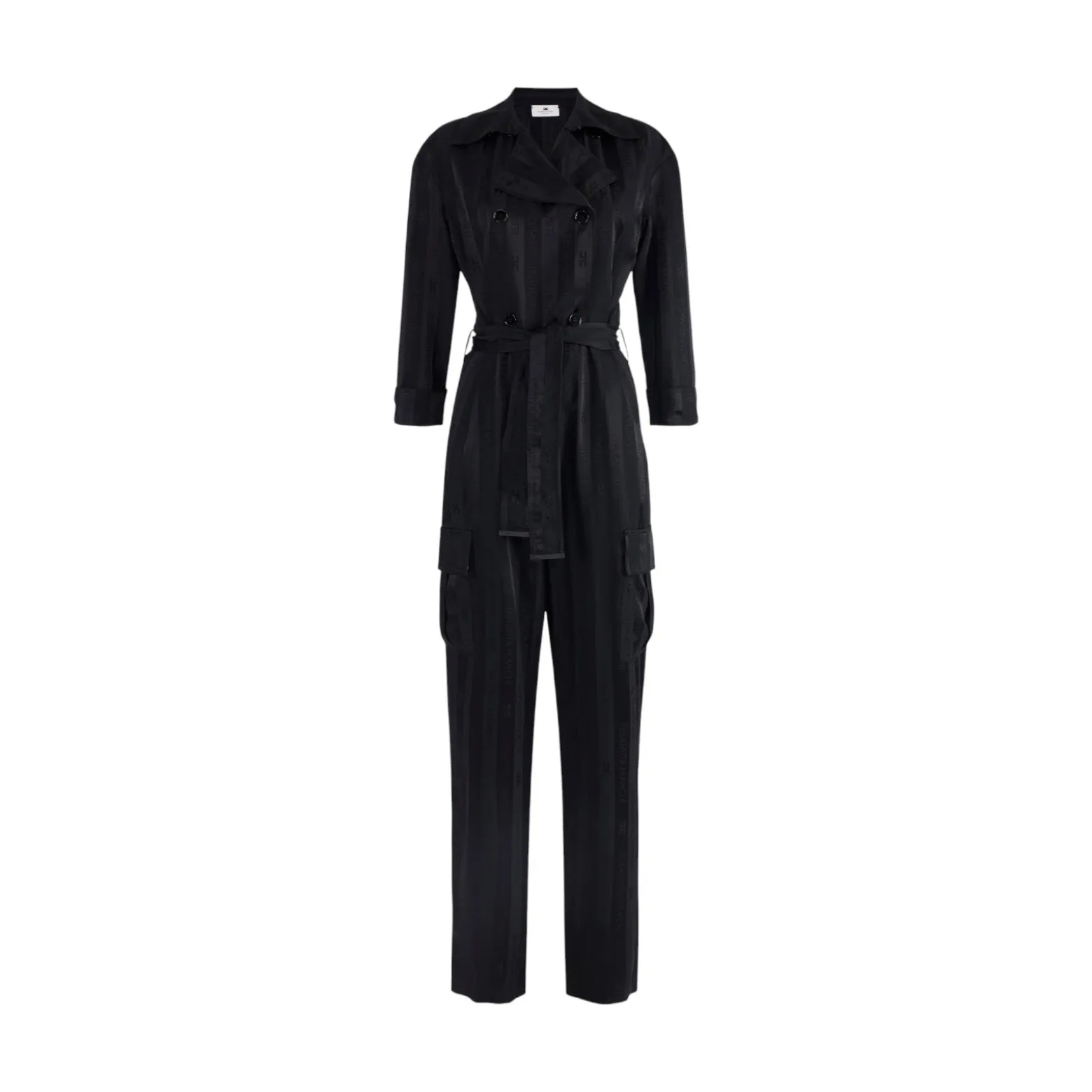 Tuta donna in satin con righe jacquard