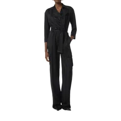 Tuta donna in satin con righe jacquard