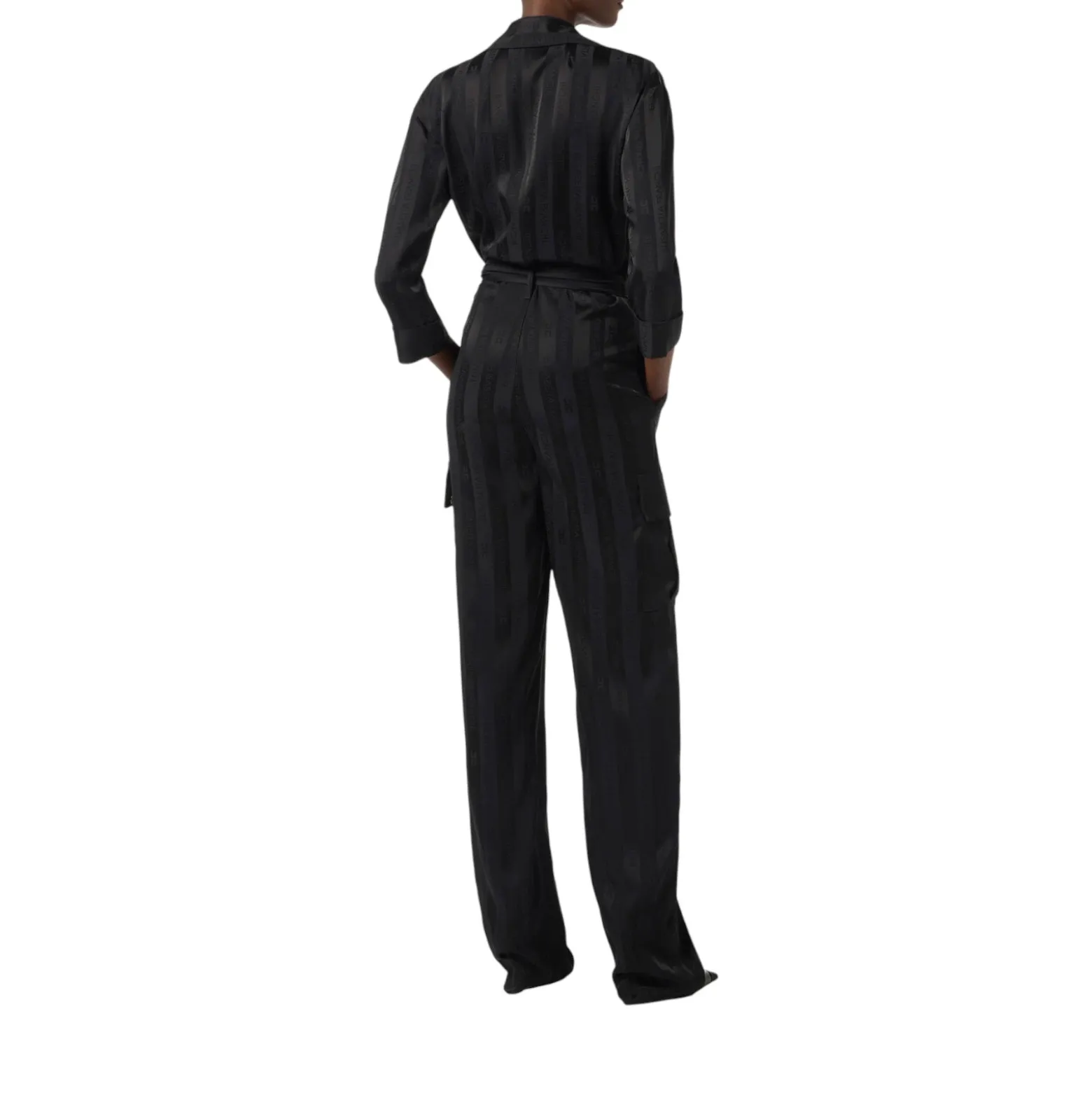 Tuta donna in satin con righe jacquard