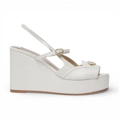 Zeppe donna slingback in pelle e vernice